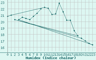 Courbe de l'humidex pour Cardinham