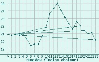 Courbe de l'humidex pour Ile Rousse (2B)