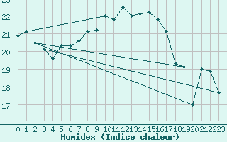 Courbe de l'humidex pour Cazaux (33)