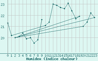 Courbe de l'humidex pour Biarritz (64)