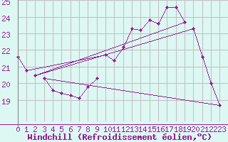Courbe du refroidissement olien pour Lille (59)
