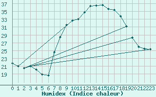 Courbe de l'humidex pour Grazalema