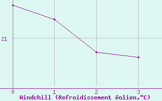 Courbe du refroidissement olien pour Puerto de la Cruz