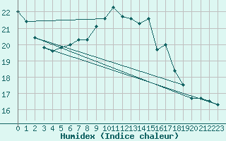 Courbe de l'humidex pour Cotnari