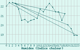 Courbe de l'humidex pour Pointe de Chemoulin (44)