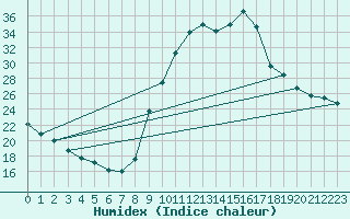 Courbe de l'humidex pour Sisteron (04)