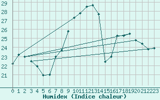 Courbe de l'humidex pour Castellfort