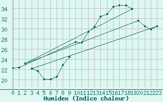 Courbe de l'humidex pour Plussin (42)