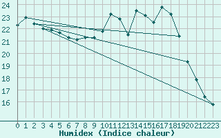 Courbe de l'humidex pour Villarzel (Sw)