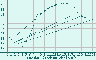 Courbe de l'humidex pour Weiden