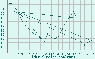 Courbe de l'humidex pour Salmon Arm