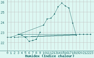 Courbe de l'humidex pour Ile du Levant (83)