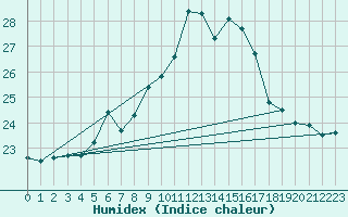 Courbe de l'humidex pour Ble - Binningen (Sw)