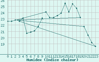 Courbe de l'humidex pour Manston (UK)