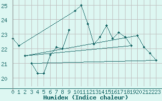 Courbe de l'humidex pour Interlaken