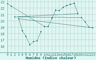 Courbe de l'humidex pour Pointe de Chemoulin (44)