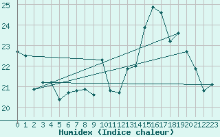 Courbe de l'humidex pour Cap Ferret (33)