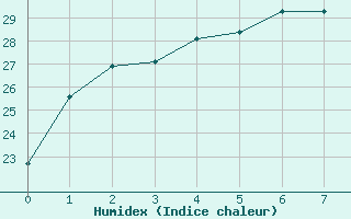 Courbe de l'humidex pour Birdsville Airport