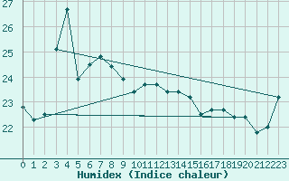 Courbe de l'humidex pour Unzendake