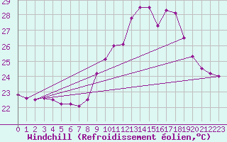 Courbe du refroidissement olien pour Perpignan (66)