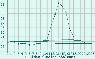 Courbe de l'humidex pour Trgueux (22)