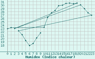 Courbe de l'humidex pour Brion (38)