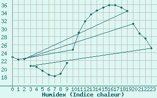 Courbe de l'humidex pour Pau (64)