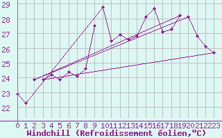 Courbe du refroidissement olien pour Ile Rousse (2B)