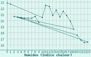 Courbe de l'humidex pour Belm