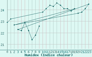 Courbe de l'humidex pour Cap Pertusato (2A)