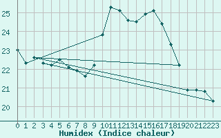 Courbe de l'humidex pour Cap Ferret (33)