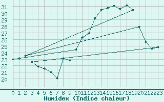 Courbe de l'humidex pour Brion (38)