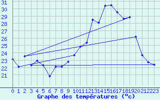 Courbe de tempratures pour Ile du Levant (83)