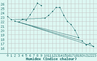 Courbe de l'humidex pour Aigle (Sw)