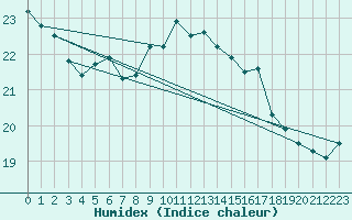 Courbe de l'humidex pour Lauwersoog Aws