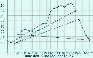 Courbe de l'humidex pour Cap Ferret (33)