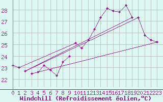 Courbe du refroidissement olien pour Ile Rousse (2B)