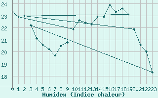 Courbe de l'humidex pour Nancy - Essey (54)