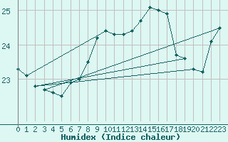 Courbe de l'humidex pour Maseskar