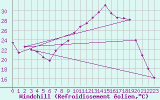 Courbe du refroidissement olien pour Bormes-les-Mimosas (83)