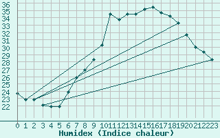 Courbe de l'humidex pour Chlef