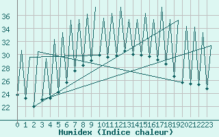 Courbe de l'humidex pour Ibiza (Esp)