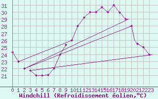 Courbe du refroidissement olien pour Hassi-Messaoud