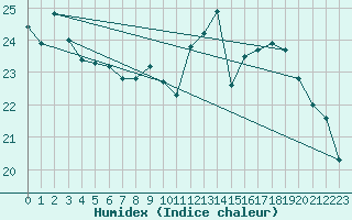 Courbe de l'humidex pour Belfort-Dorans (90)