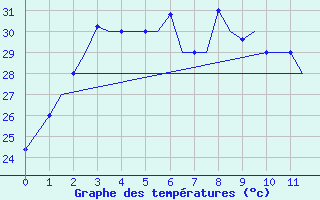 Courbe de tempratures pour Imphal Tulihal