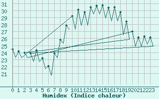 Courbe de l'humidex pour Tenerife Sur