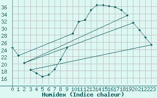 Courbe de l'humidex pour Zamora