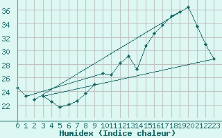 Courbe de l'humidex pour Voiron (38)