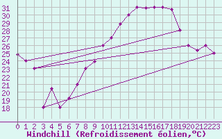 Courbe du refroidissement olien pour Ouargla