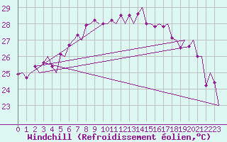 Courbe du refroidissement olien pour Palermo / Punta Raisi